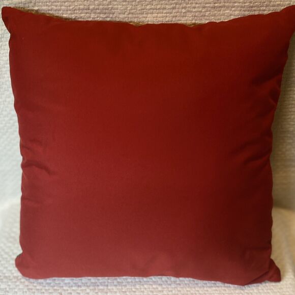 Red Cardinal Burlap/Velvet Accent Throw Pillow Embroidered 15" Square Christmas - Picture 8 of 8